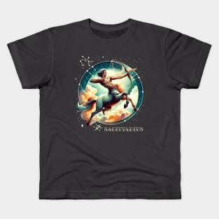 Epic Cosmic Archer Sagittarius Zodiac Sign Kids T-Shirt